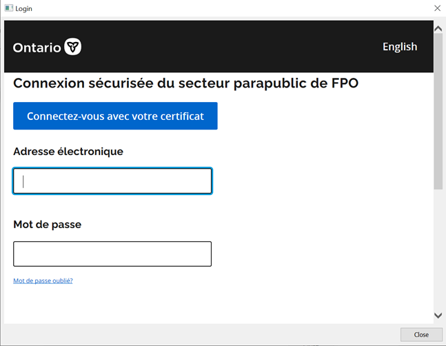 Fenêtre contextuelle de connexion sécurisée OPS BPS dans Excel